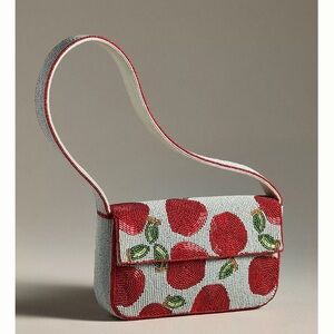 Elegant Red and White Beaded Women's Bag